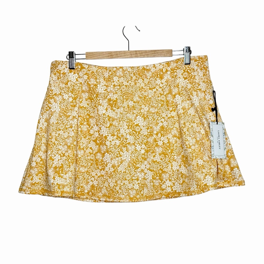 Laura Ashley Floral Skort Yellow Womens XL Golf Travel Athletic Active Tennis